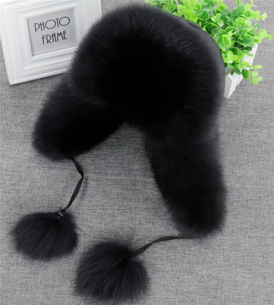 On Sale 100% Real Fox fur Women's Russian Ushanka Aviator trapper snow skiing Hat caps earflap winter raccoon fur Bomber hat 14