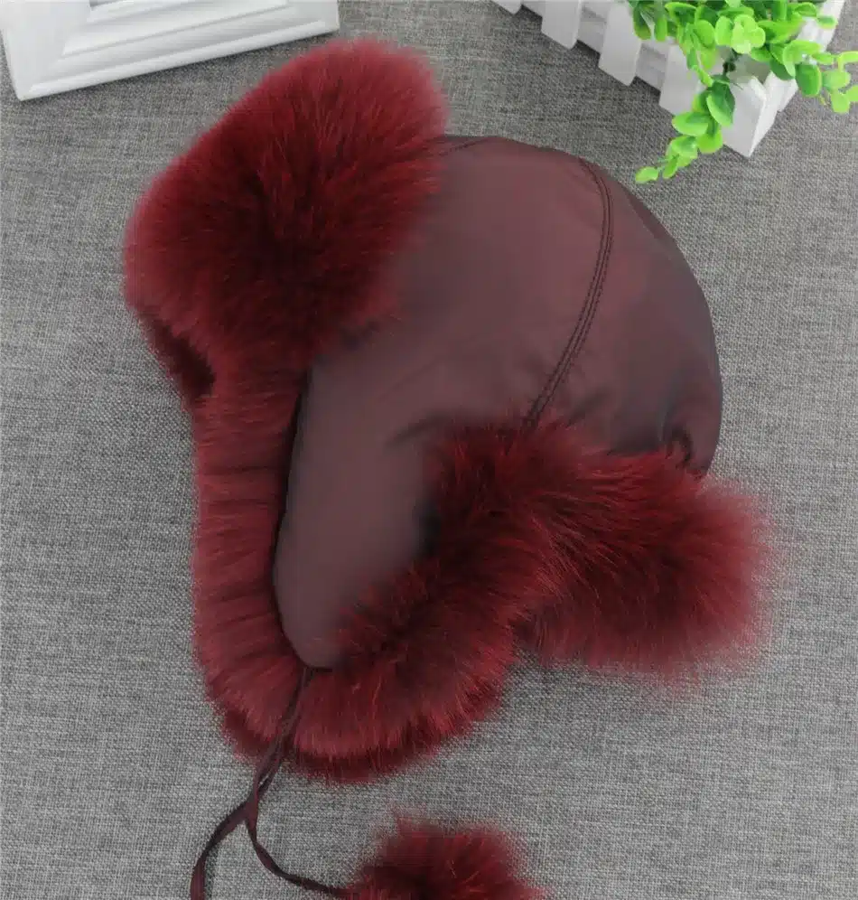 On Sale 100% Real Fox fur Women's Russian Ushanka Aviator trapper snow skiing Hat caps earflap winter raccoon fur Bomber hat 15