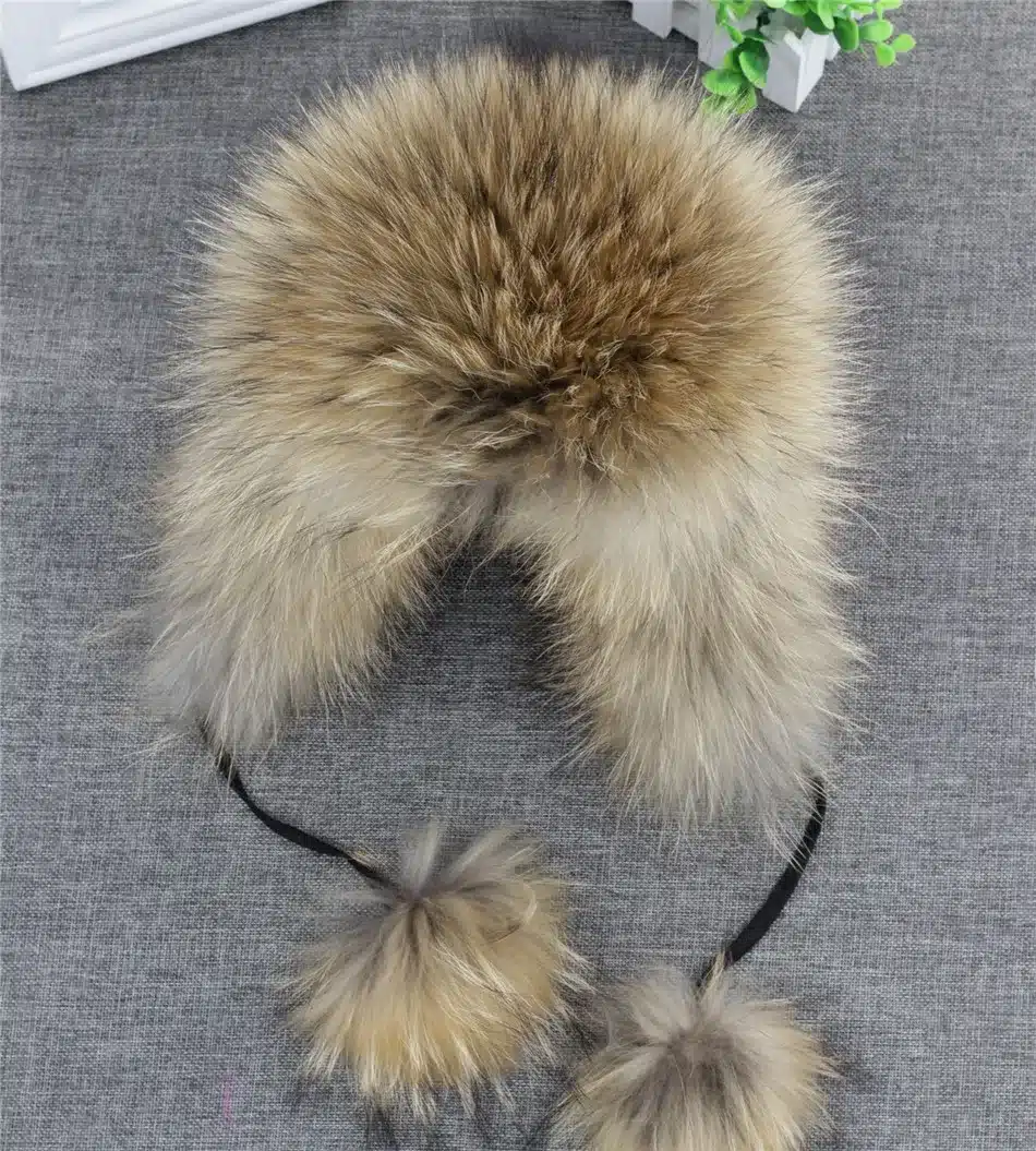 On Sale 100% Real Fox fur Women's Russian Ushanka Aviator trapper snow skiing Hat caps earflap winter raccoon fur Bomber hat 18