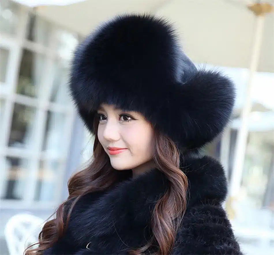 On Sale 100% Real Fox fur Women's Russian Ushanka Aviator trapper snow skiing Hat caps earflap winter raccoon fur Bomber hat 22