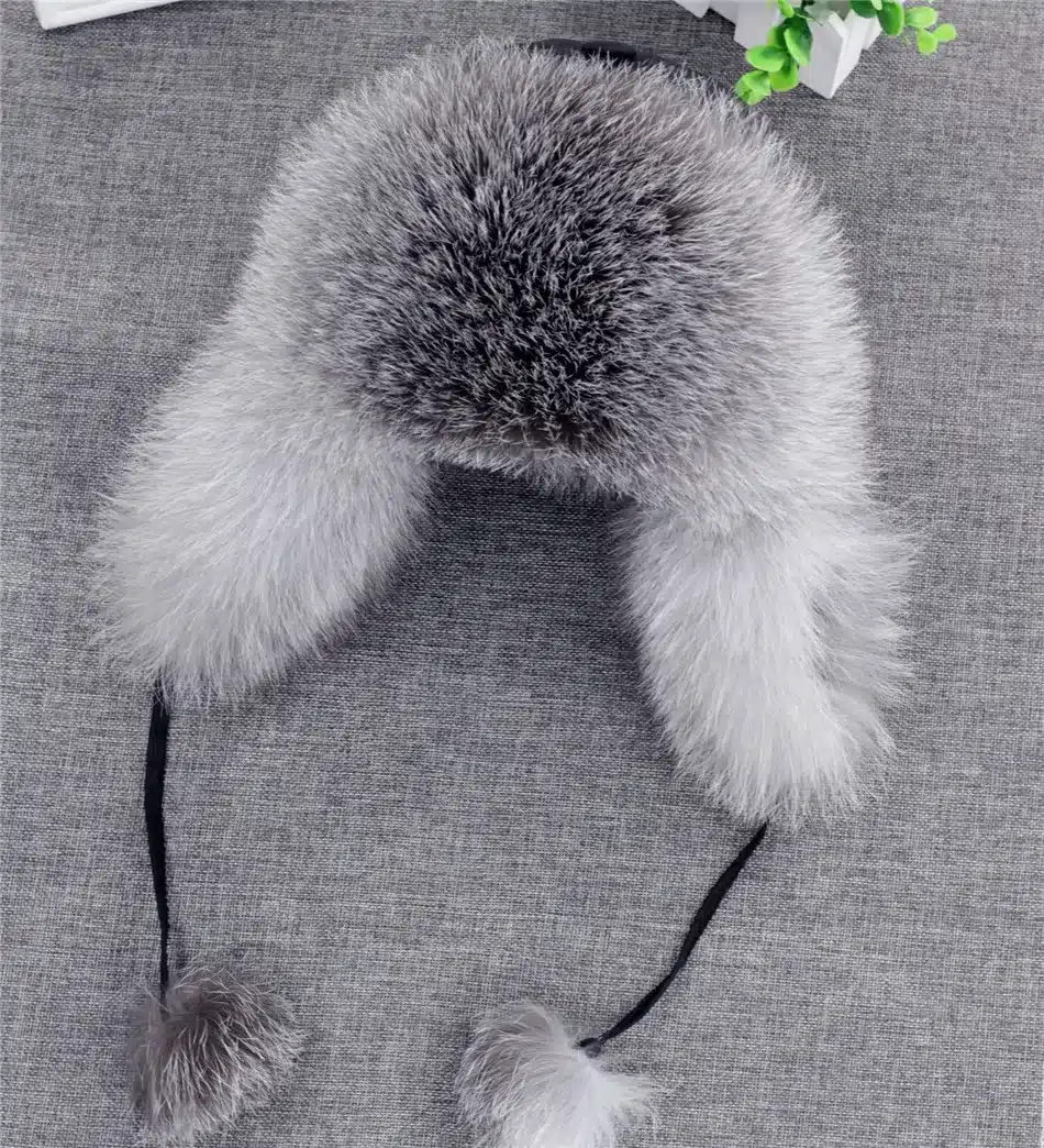 On Sale 100% Real Fox fur Women's Russian Ushanka Aviator trapper snow skiing Hat caps earflap winter raccoon fur Bomber hat 25
