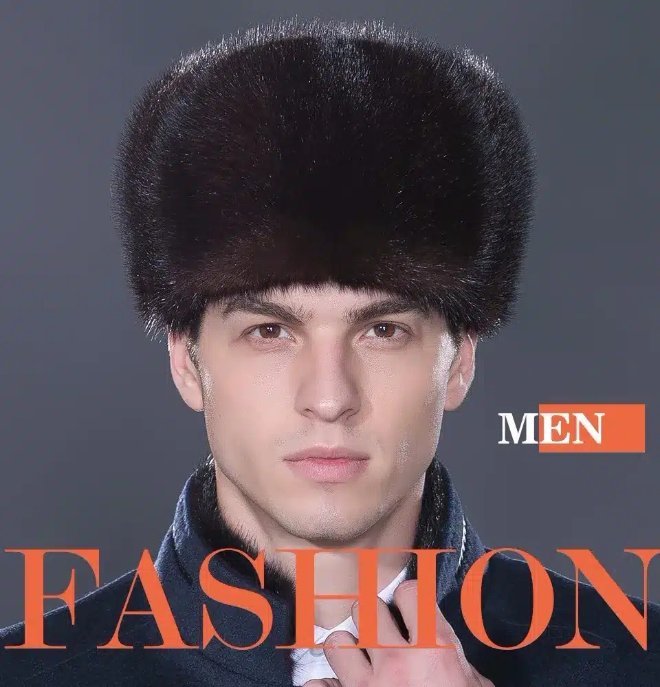 LTGFUR Bomber Men's Hats Warm Mink Fur Hat Bomber Ushanka Aviator Snow Caps With Ear Flaps Russian Cap For Men NZD-01 7