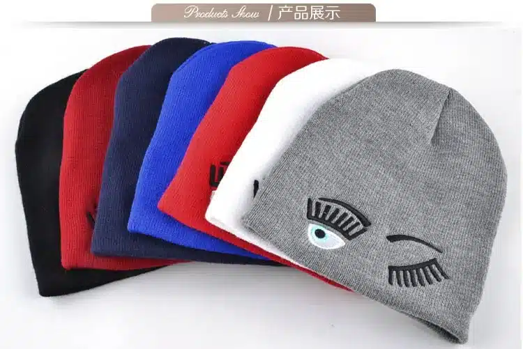 2017 new winter hats for woman striped solid caps girl Knit cap woman eye lashes facial expression beanies gorro 8