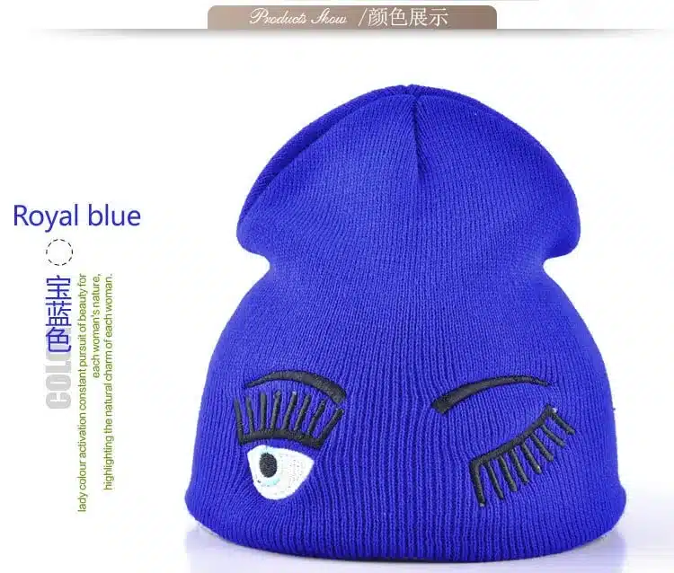 2017 new winter hats for woman striped solid caps girl Knit cap woman eye lashes facial expression beanies gorro 11