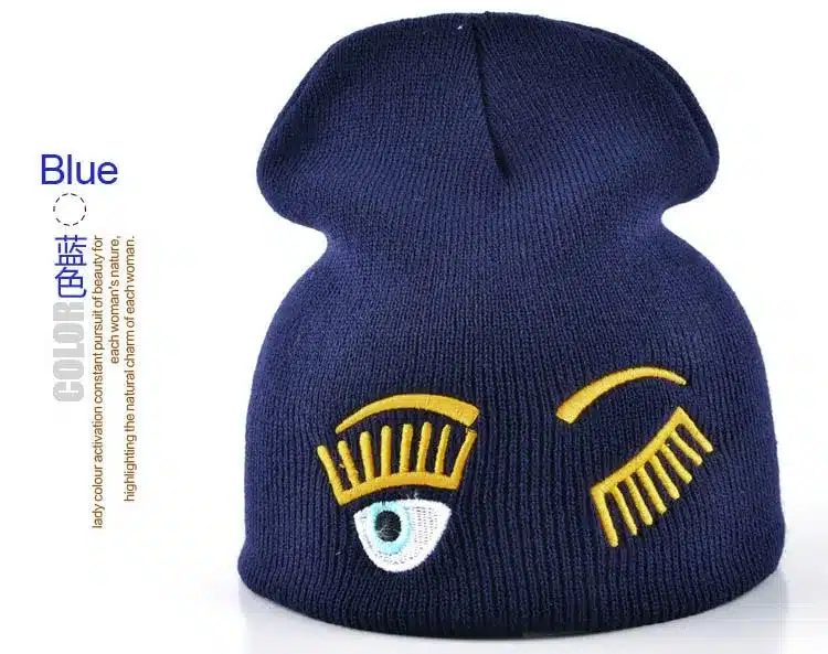 2017 new winter hats for woman striped solid caps girl Knit cap woman eye lashes facial expression beanies gorro 13