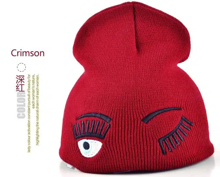 2017 new winter hats for woman striped solid caps girl Knit cap woman eye lashes facial expression beanies gorro 15
