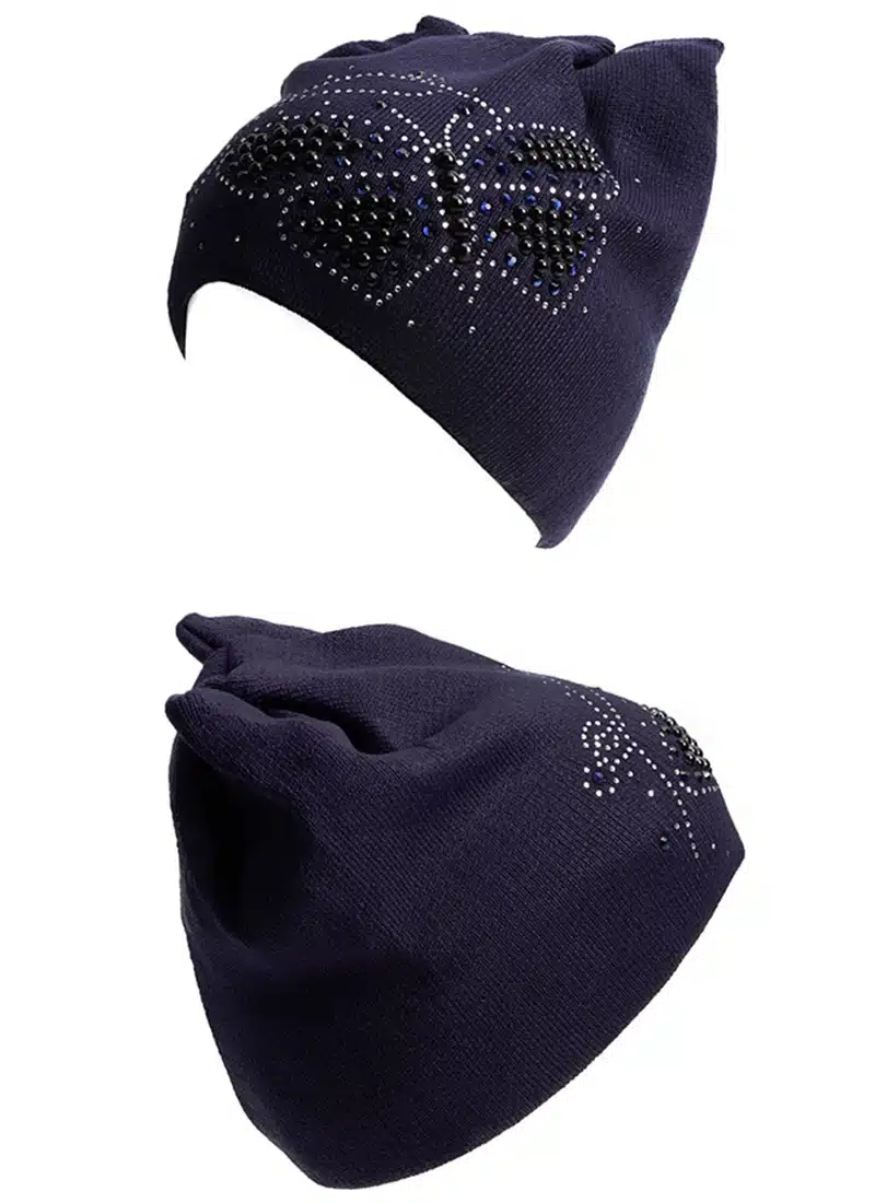 Women Winter Hats Female Beanies Hat Diamond Pearl Butterfly knitted Hats for Women with Meow Ear Women beanies Cap Ladies Hats 11