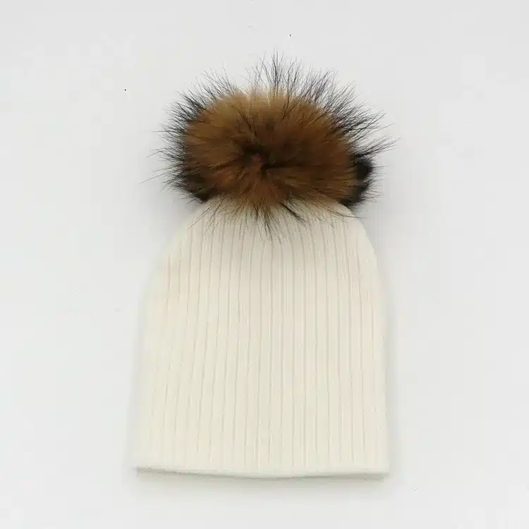 2016 Winter Girls Boys Fur Pom Pom Beanies Hats Cotton Beanies Cap For Baby Lovely Winter Knitted Hats With Fur PomPom Hats Kids 10