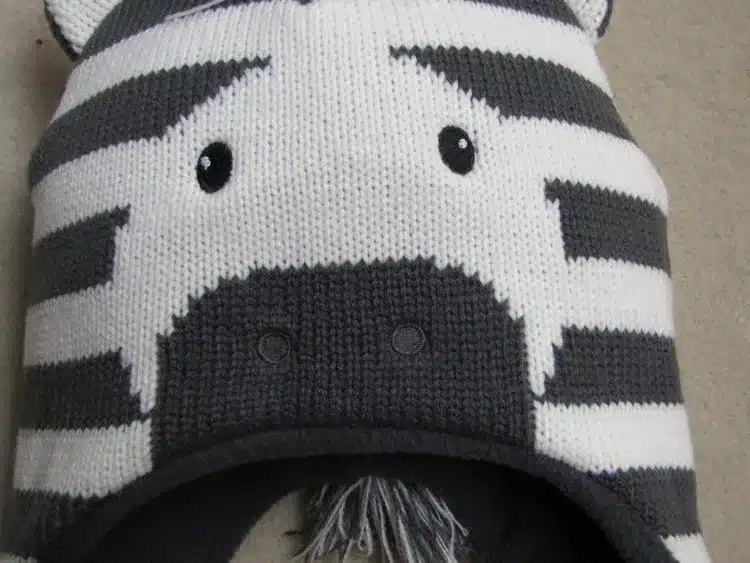 Baby Boys Winter Warm Hats Cartoon Zebra Pattern Caps Kids Knitted Caps Ear Flaps Beanies Children's Girls Cute Animal Sckullies 14