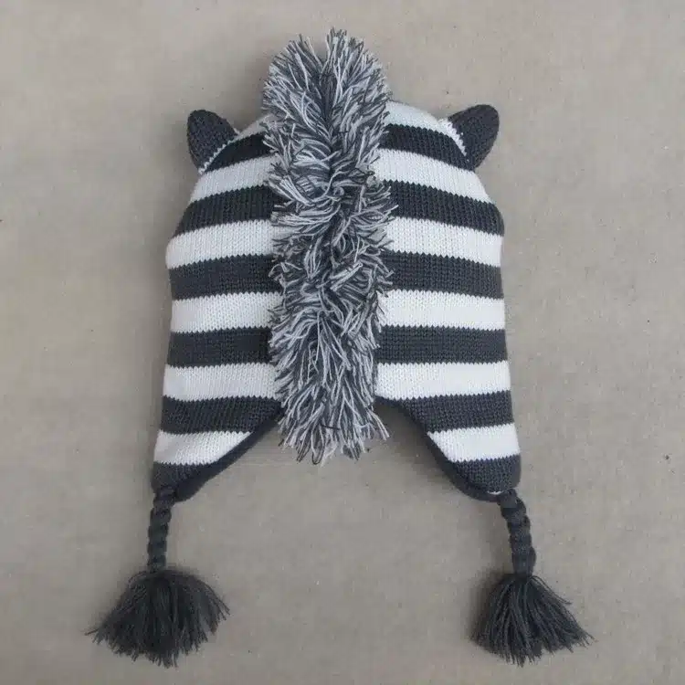 Baby Boys Winter Warm Hats Cartoon Zebra Pattern Caps Kids Knitted Caps Ear Flaps Beanies Children's Girls Cute Animal Sckullies 16