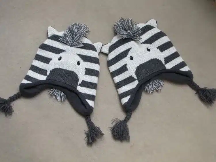 Baby Boys Winter Warm Hats Cartoon Zebra Pattern Caps Kids Knitted Caps Ear Flaps Beanies Children's Girls Cute Animal Sckullies 20