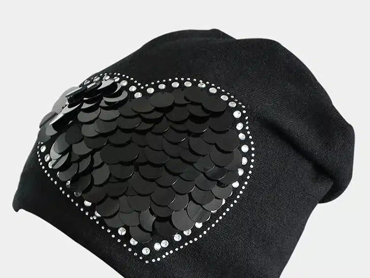 2016 New Women Winter Beanies Cotton Polyester Blended Beanie Slouch Warm Hat Rhinestone Ladies Cap Black Bonnet Hats Women Cap 9