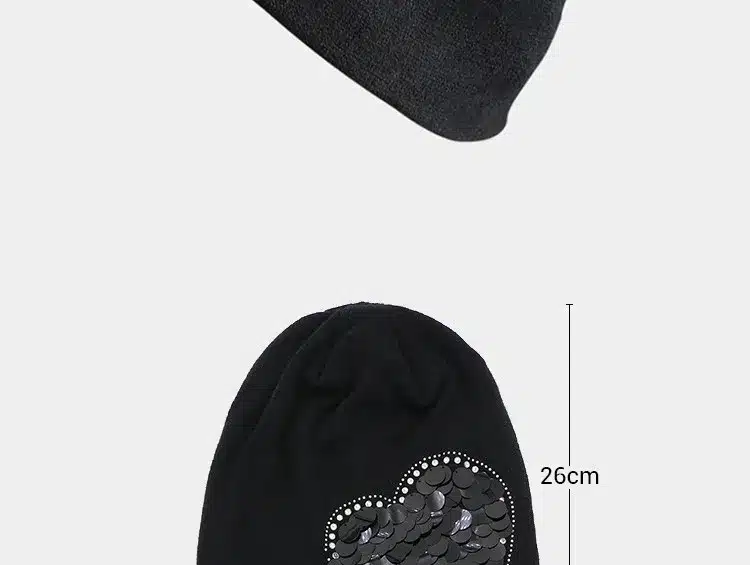 2016 New Women Winter Beanies Cotton Polyester Blended Beanie Slouch Warm Hat Rhinestone Ladies Cap Black Bonnet Hats Women Cap 10