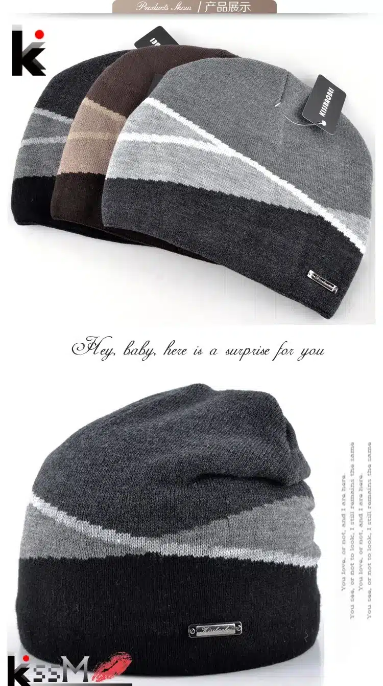 2017 Winter Men's Skullies Gorro Brand Beanie Plus Velvet Hip-hop Hat Knitted Caps Boy Hats Beanies For Men Bonnet Touca Inverno 9