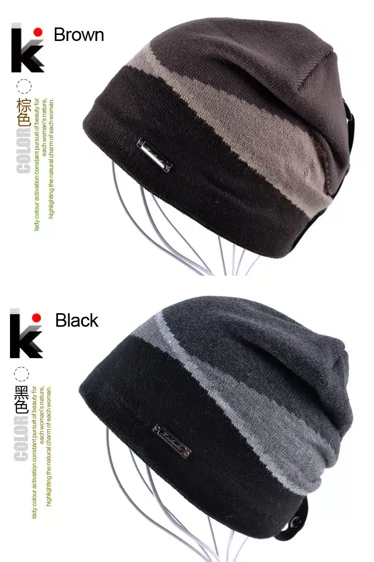 2017 Winter Men's Skullies Gorro Brand Beanie Plus Velvet Hip-hop Hat Knitted Caps Boy Hats Beanies For Men Bonnet Touca Inverno 12