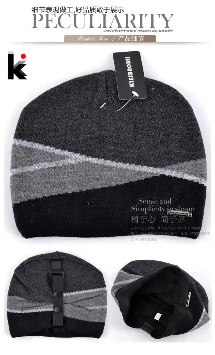 2017 Winter Men's Skullies Gorro Brand Beanie Plus Velvet Hip-hop Hat Knitted Caps Boy Hats Beanies For Men Bonnet Touca Inverno 13