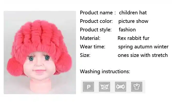 Linhaoshengyue real fur rex rabbit fur Children hat winter warm freeshipping fashion warm 9