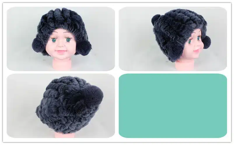 Linhaoshengyue real fur rex rabbit fur Children hat winter warm freeshipping fashion warm 12
