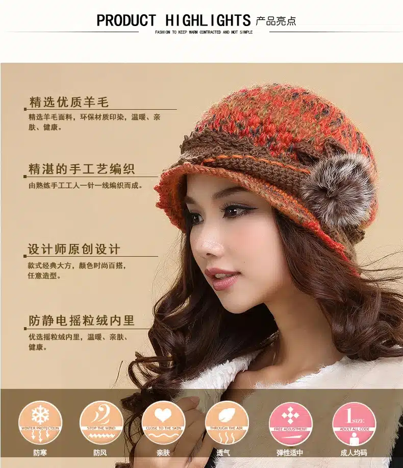 Charles Perra Women Hats Winter Thicken Double Layer Thermal Knitted Hat Handmade Elegant Lady Casual Wool Cap Beanies 3538 12