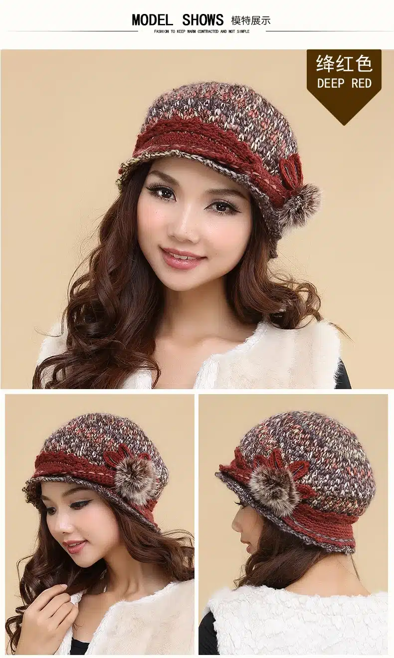 Charles Perra Women Hats Winter Thicken Double Layer Thermal Knitted Hat Handmade Elegant Lady Casual Wool Cap Beanies 3538 13