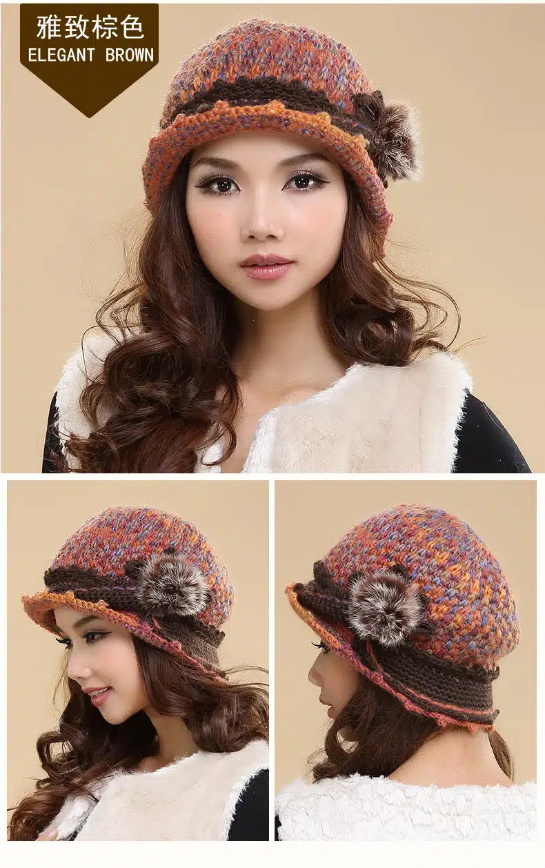 Charles Perra Women Hats Winter Thicken Double Layer Thermal Knitted Hat Handmade Elegant Lady Casual Wool Cap Beanies 3538 18