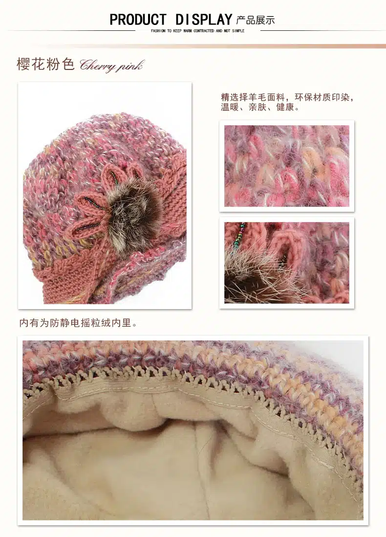 Charles Perra Women Hats Winter Thicken Double Layer Thermal Knitted Hat Handmade Elegant Lady Casual Wool Cap Beanies 3538 19