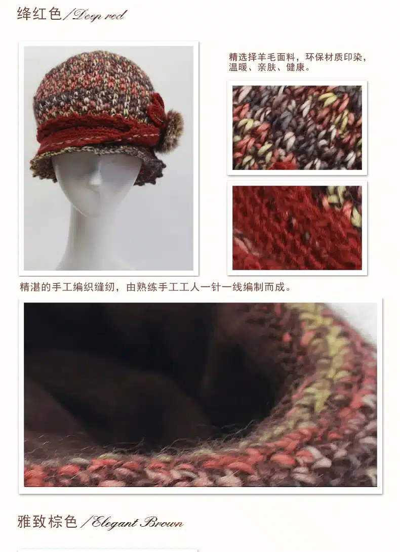 Charles Perra Women Hats Winter Thicken Double Layer Thermal Knitted Hat Handmade Elegant Lady Casual Wool Cap Beanies 3538 20