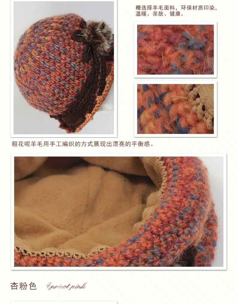 Charles Perra Women Hats Winter Thicken Double Layer Thermal Knitted Hat Handmade Elegant Lady Casual Wool Cap Beanies 3538 21