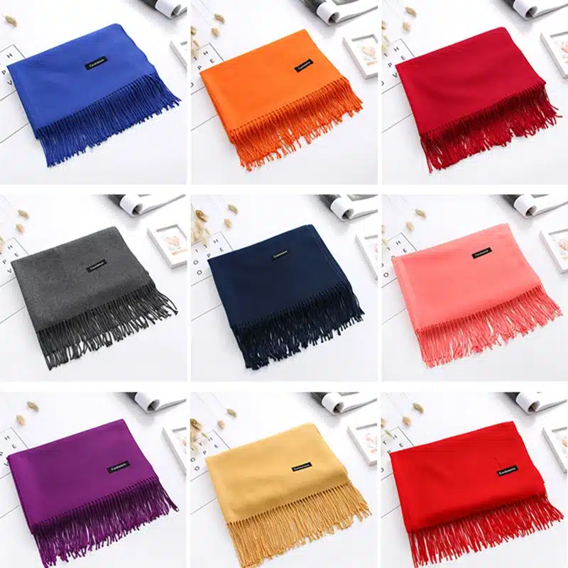 2017 thick women scarf solid warm winter scarves cashmere pashmina lady shawls wraps bandana long soft echarpe foulard cachecol 10