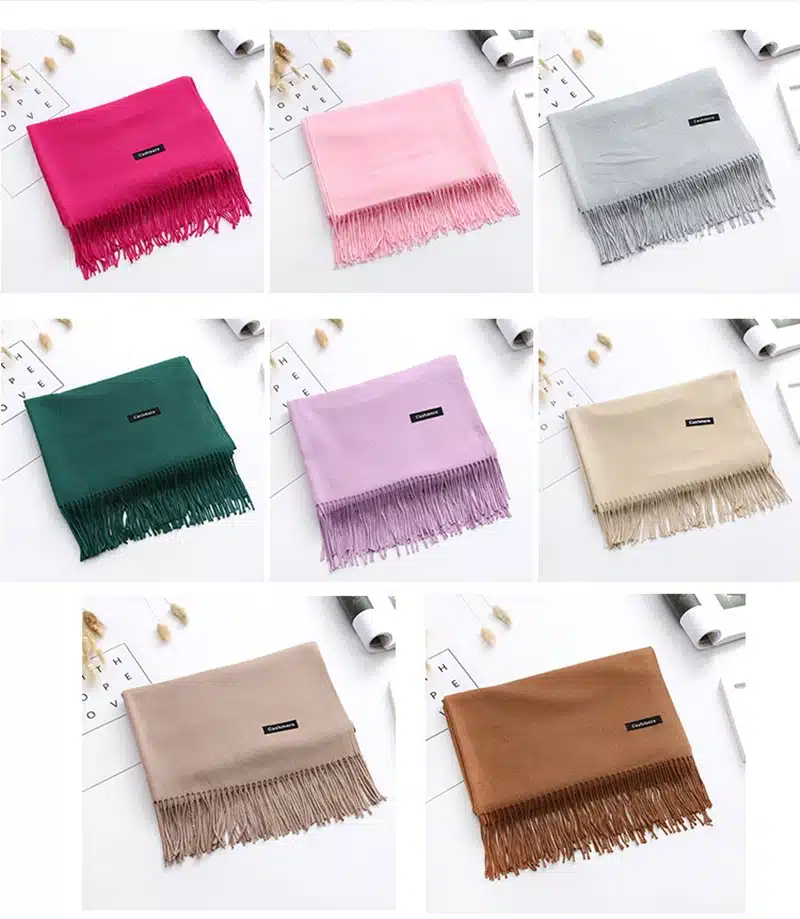 2017 thick women scarf solid warm winter scarves cashmere pashmina lady shawls wraps bandana long soft echarpe foulard cachecol 11