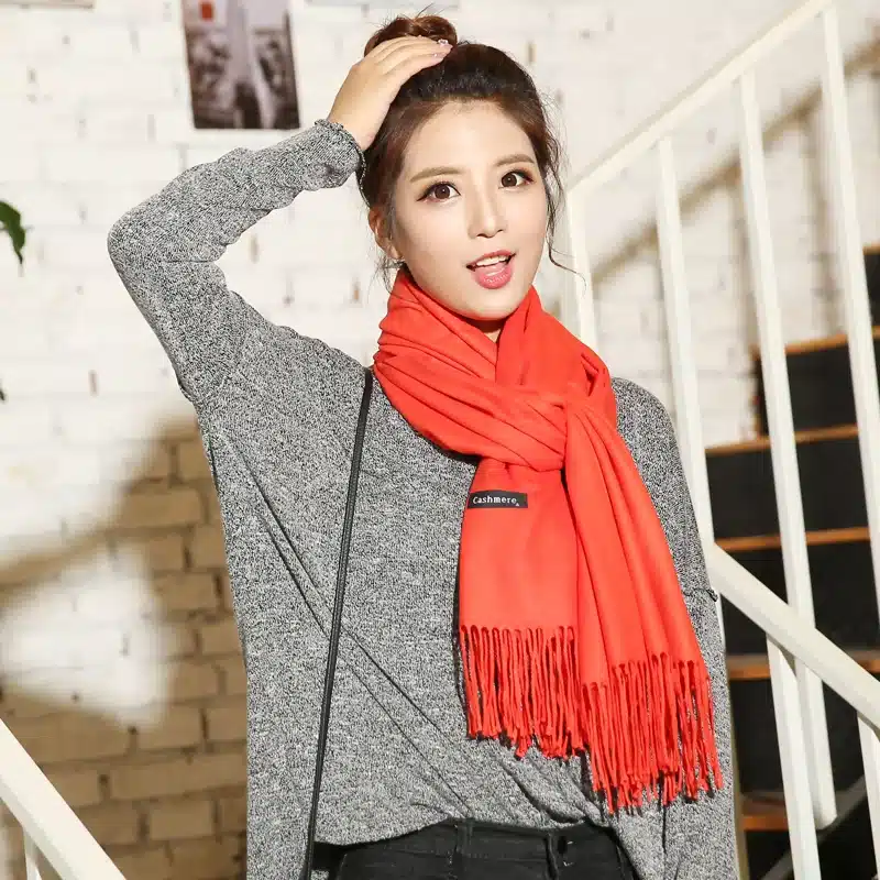 2017 thick women scarf solid warm winter scarves cashmere pashmina lady shawls wraps bandana long soft echarpe foulard cachecol 12