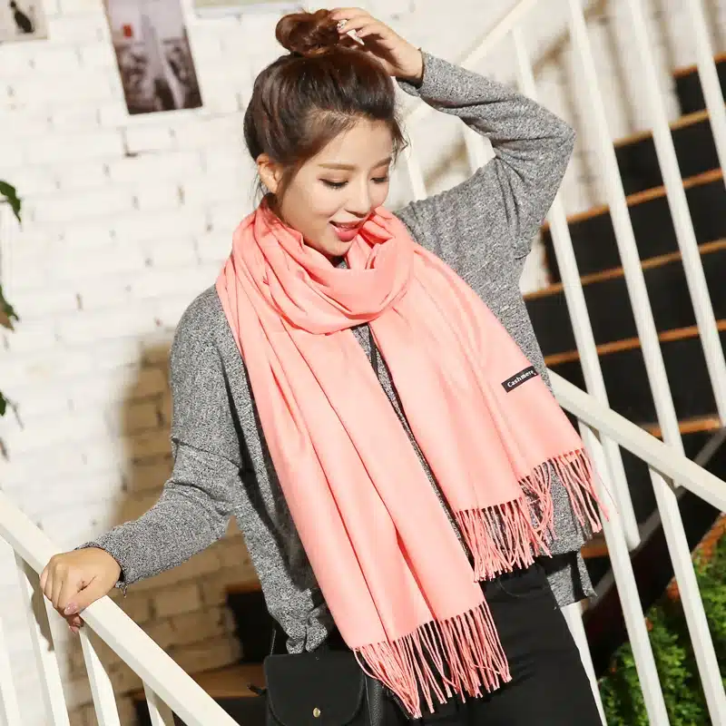 2017 thick women scarf solid warm winter scarves cashmere pashmina lady shawls wraps bandana long soft echarpe foulard cachecol 13