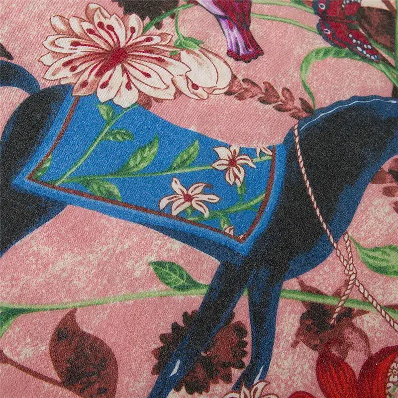 [POBING] Luxury Brand Winter Scarf Cashmere Wool Square Scarf Spain Horse Rose Flower Print NecKerchief Women Shawls Wrap Hijab 20