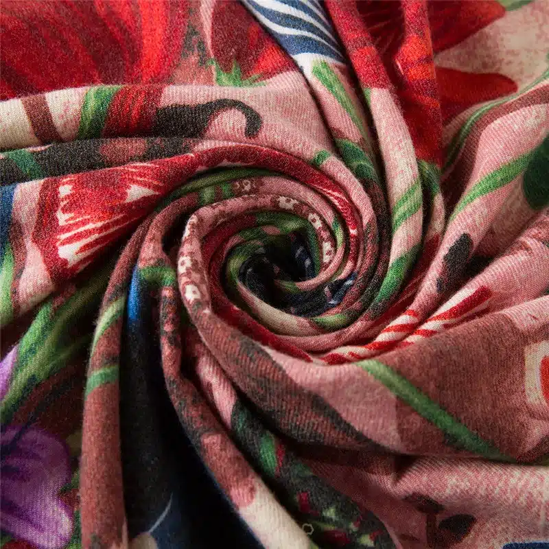 [POBING] Luxury Brand Winter Scarf Cashmere Wool Square Scarf Spain Horse Rose Flower Print NecKerchief Women Shawls Wrap Hijab 23