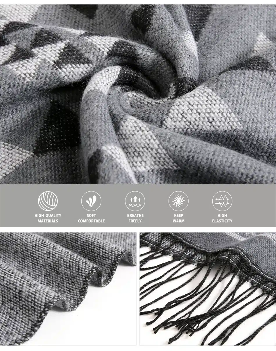 Women Scarves Shawls Winter Warm Scarf Luxury Brand Soft Fashion Thicken Plaids Pareo Wraps Blankets Wool Cashmere Cloaks Stoles 29