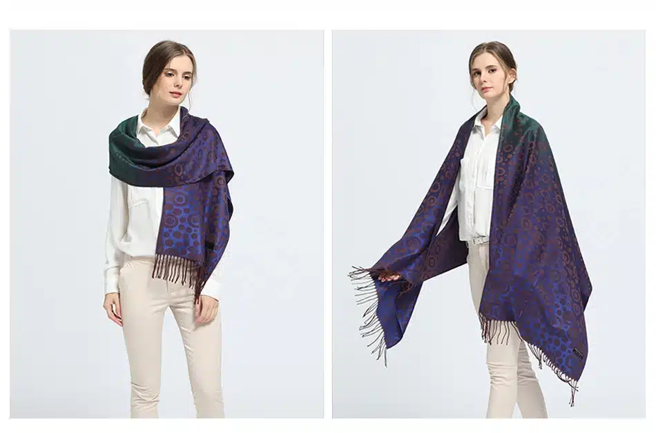 SAN VITALE Scarves Women Shawls Winter Warm Scarf Luxury Brand Soft Fashion Wraps Wool Cashmere Chiffon Islamic Clothing Hijab 35