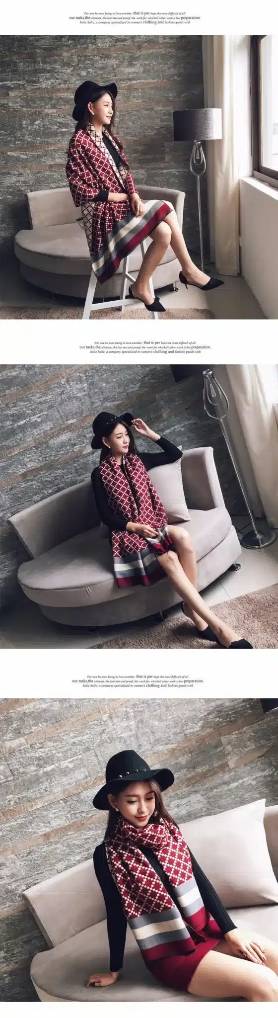 Scarf luxury brand Winter Poncho Pashmina Scarf Women Imitation Cashmere Warm Shawl Blanket Scarf Winter Scarves and stoles 9
