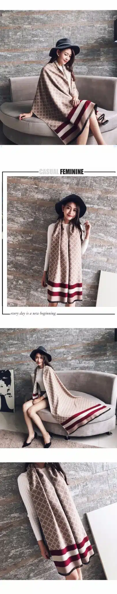 Scarf luxury brand Winter Poncho Pashmina Scarf Women Imitation Cashmere Warm Shawl Blanket Scarf Winter Scarves and stoles 10
