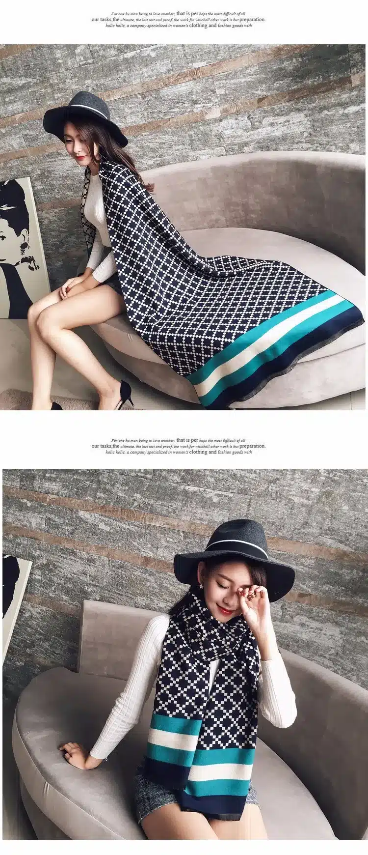 Scarf luxury brand Winter Poncho Pashmina Scarf Women Imitation Cashmere Warm Shawl Blanket Scarf Winter Scarves and stoles 11