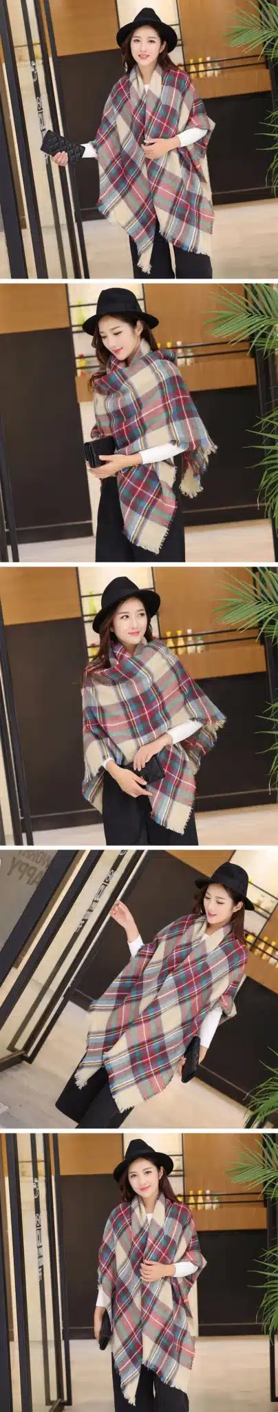 Scarf for Women plaid bufandas mujer 2016 black warm scarf women winter scarves shawls stoles Blanket Scarf Luxury Brand 17