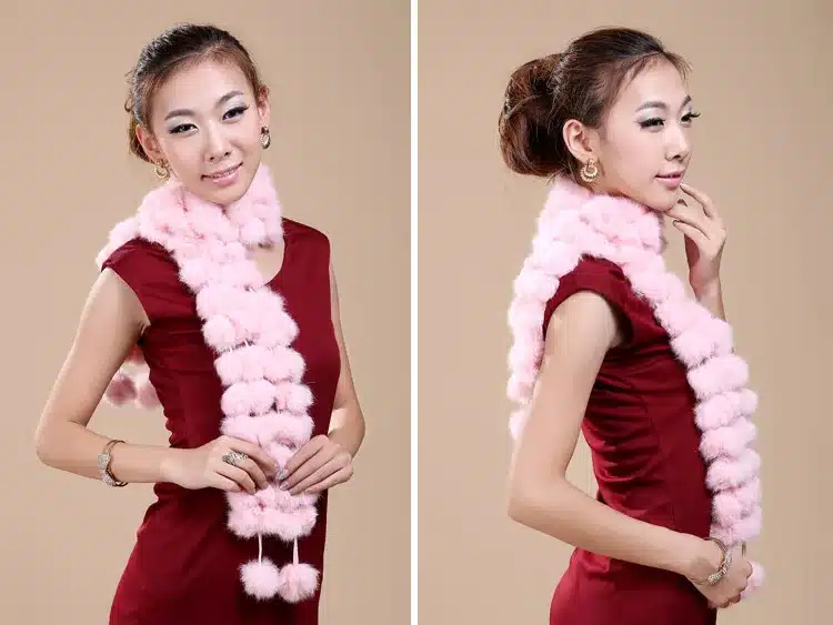 Women Genuine Fur Scarf Winter Real Rex Rabbit fur Balls Scarves Russia Cute Female Fashion 2017 Warm Fur Scarf Colourful 11