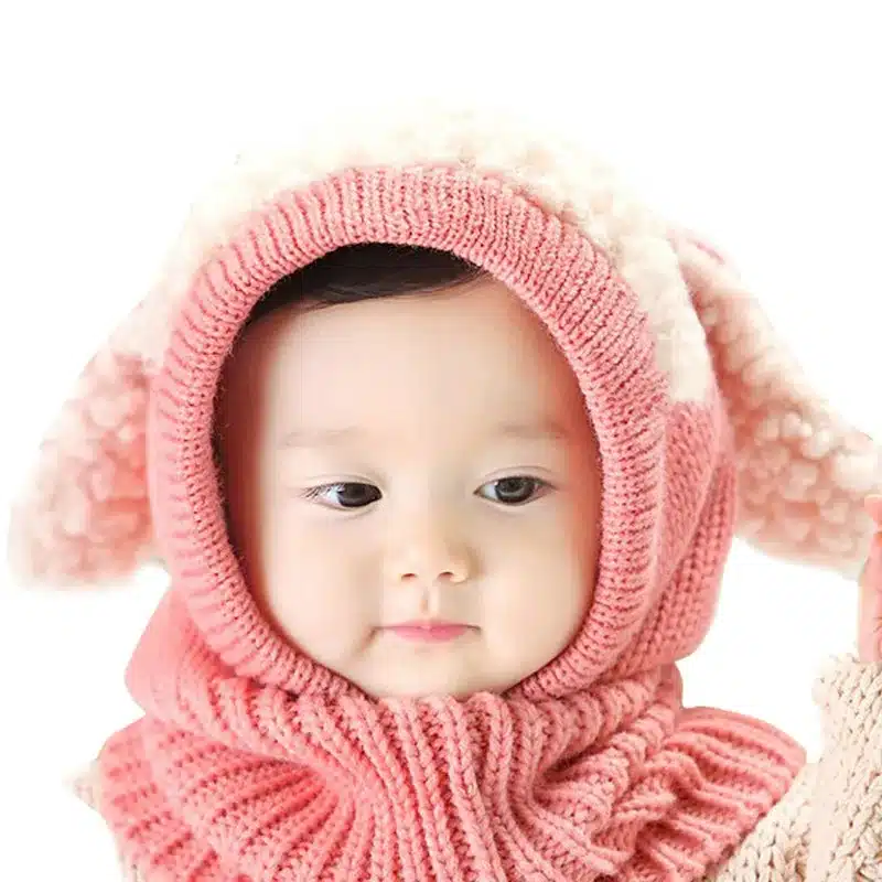 Children's Winter Baby Hat Hats For Girls Kids Children Boys Rabbit Long Ear Bonnet Cap Soft Crochet Baby Caps Hat with Scarf 14