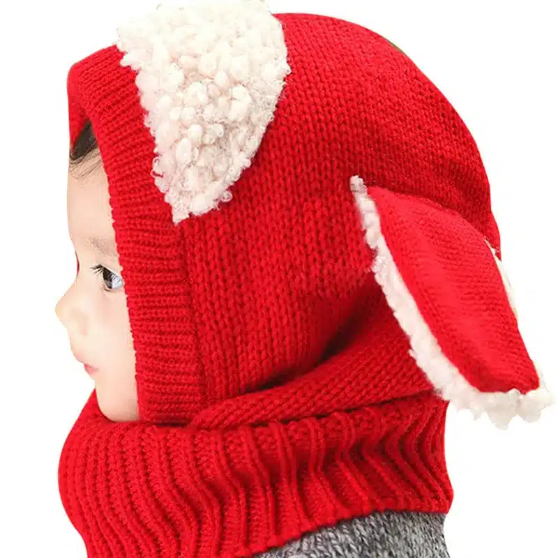 Children's Winter Baby Hat Hats For Girls Kids Children Boys Rabbit Long Ear Bonnet Cap Soft Crochet Baby Caps Hat with Scarf 15