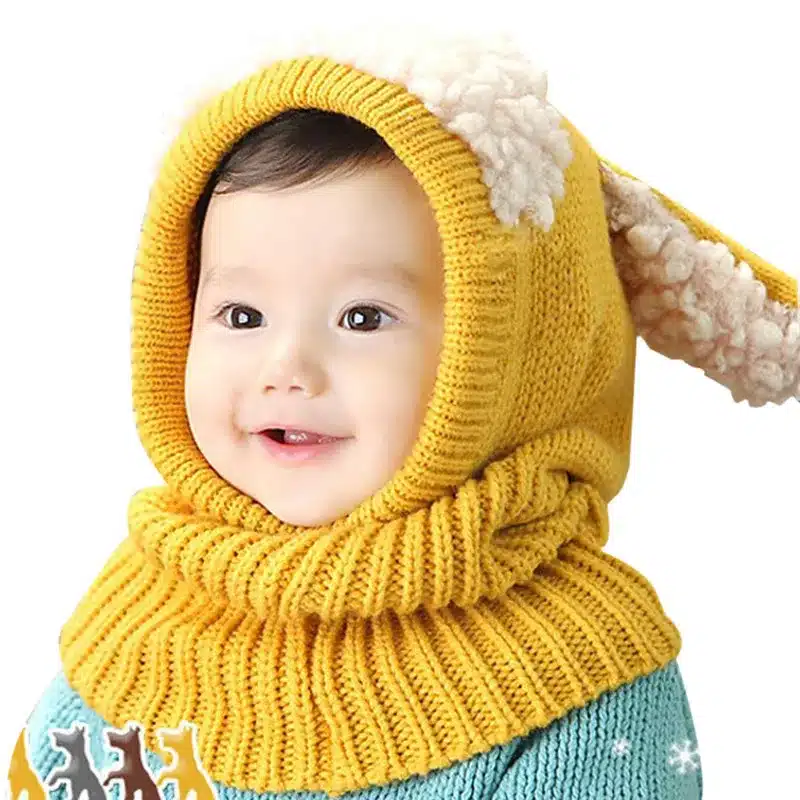 Children's Winter Baby Hat Hats For Girls Kids Children Boys Rabbit Long Ear Bonnet Cap Soft Crochet Baby Caps Hat with Scarf 16