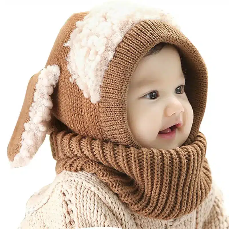 Children's Winter Baby Hat Hats For Girls Kids Children Boys Rabbit Long Ear Bonnet Cap Soft Crochet Baby Caps Hat with Scarf 19