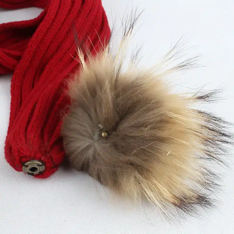 FURANDOWN kids Winter Scarf Hat Sets Children Warm Thick Stretchy Knit Beanie Pom Pom Hat Fur Caps 17