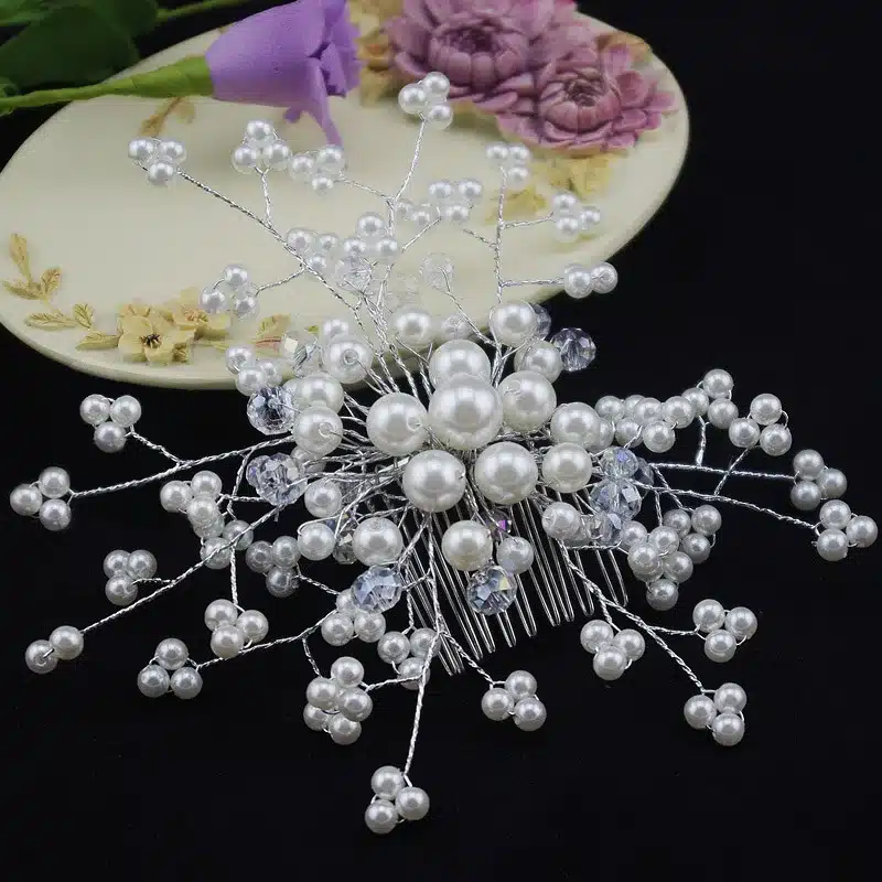 Wedding Hair Accessories Bridesmaid Bridal Hair Accessories Pearl Crystal Tiara Wedding Decoration hair jewelry Fashion Hairpins 3