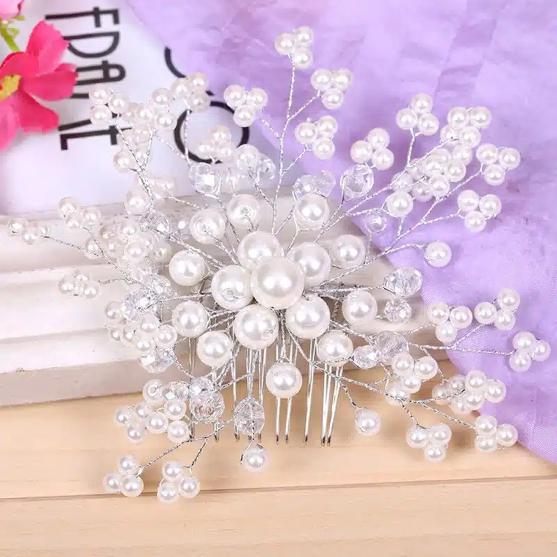 Wedding Hair Accessories Bridesmaid Bridal Hair Accessories Pearl Crystal Tiara Wedding Decoration hair jewelry Fashion Hairpins 5