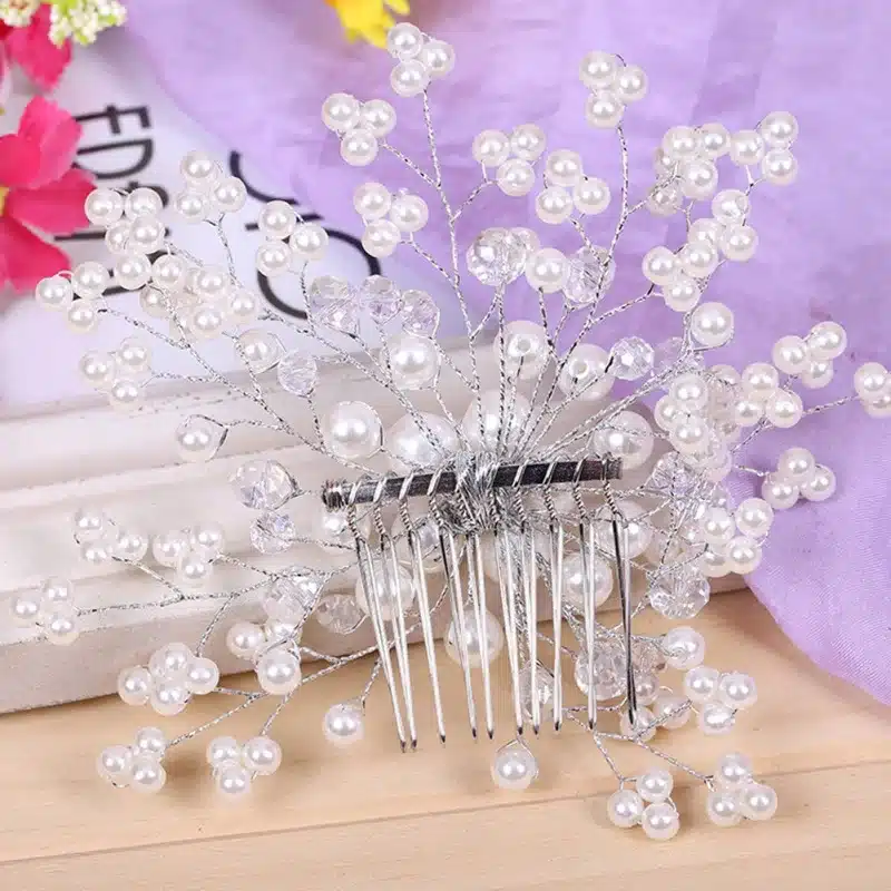 Wedding Hair Accessories Bridesmaid Bridal Hair Accessories Pearl Crystal Tiara Wedding Decoration hair jewelry Fashion Hairpins 6