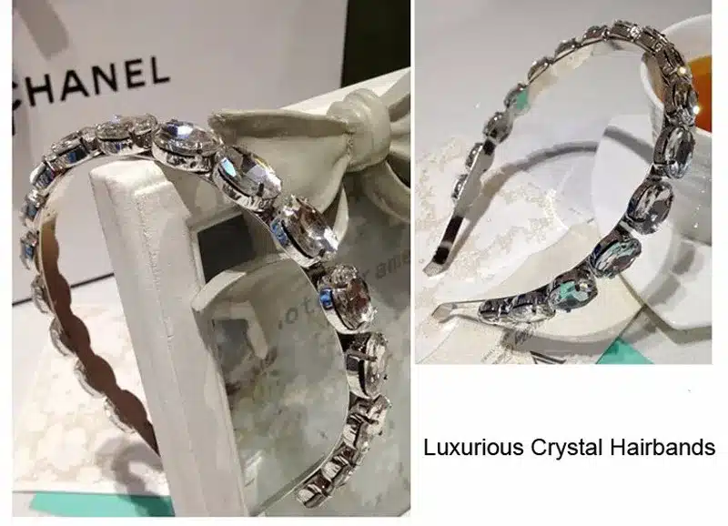 Fashion Trendy Chic Silver Color Clear Crystal Headband Women Rhinestone Hairband Luxury Bridal Baroque Hair Jewelry For Women 9